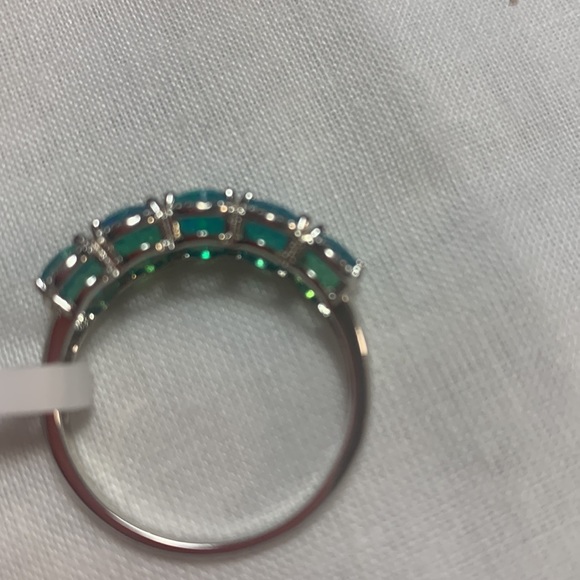 NWT JTV 2.35CTW OVAL BLUE ETHIOPIAN OPAL 5-STONE RING - Picture 3 of 5